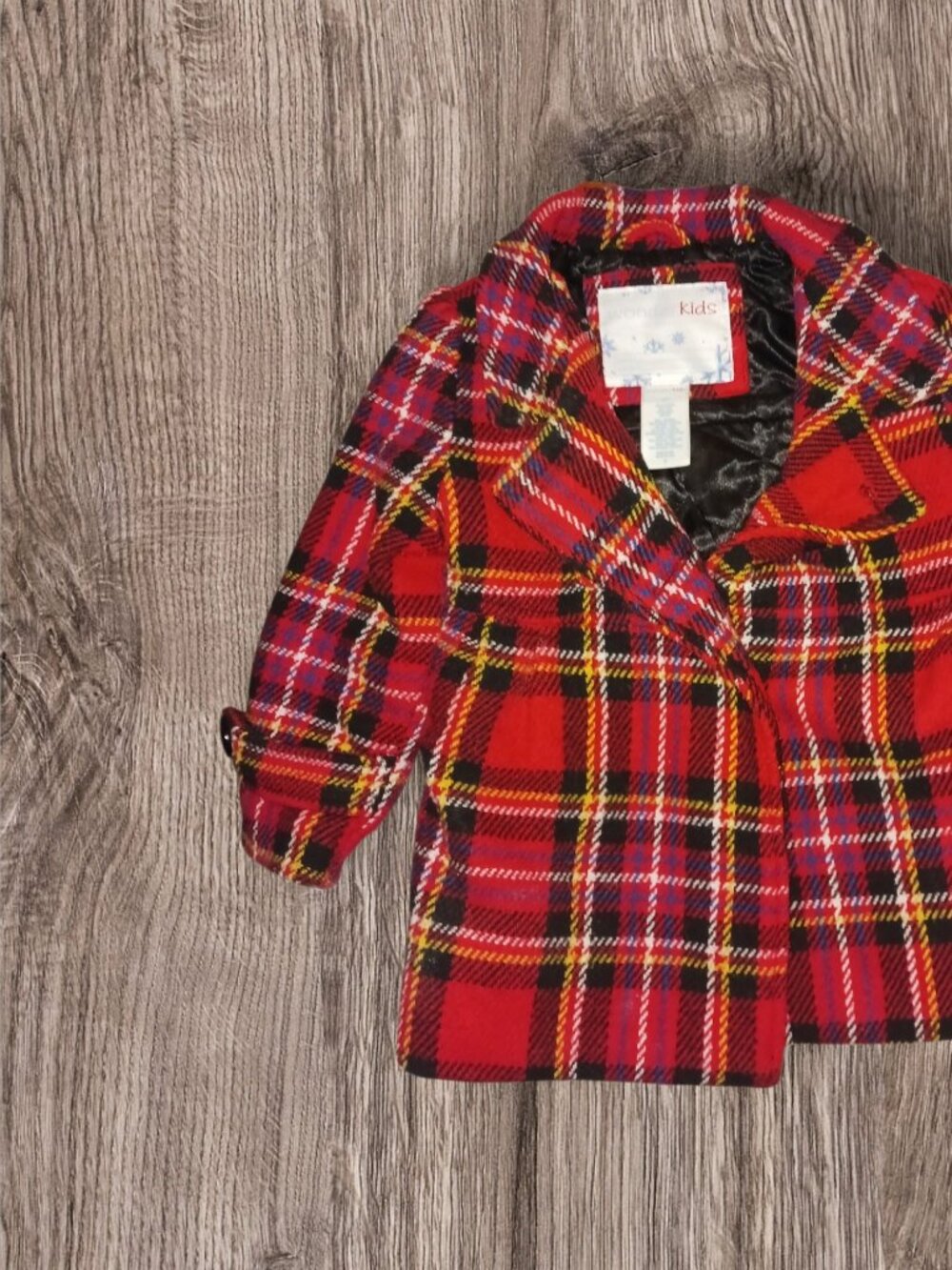 WonderKids Red Plaid Peacoat Jacket Girls Size 2T Winter Coat